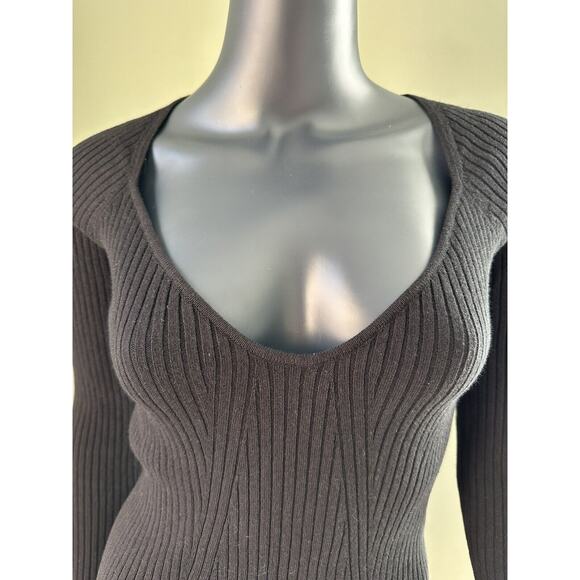 L Space Black Ribbed Sweater Camryn Top Large MSRP $130.00 - Picture 3 of 7